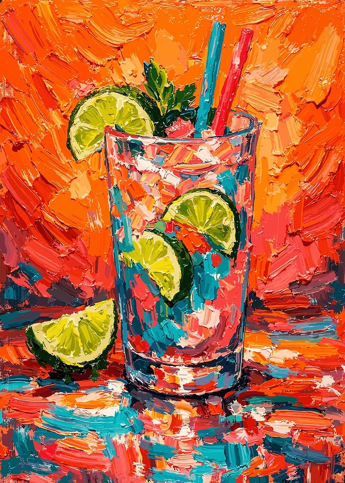 Impressionist Lime Cocktail Painting