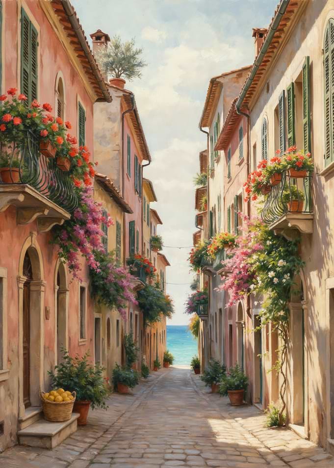 Mediterranean Coastal Street Scene
