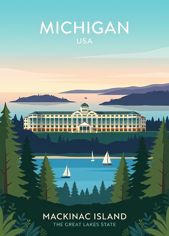 Mackinac Island Michigan Travel Poster