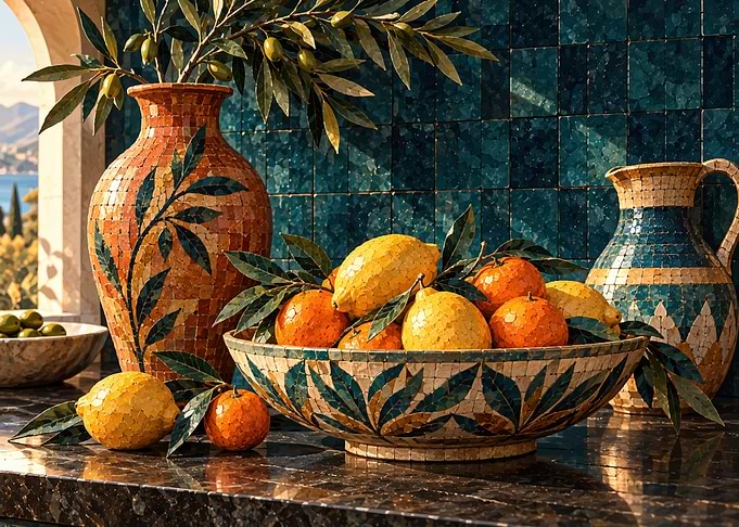 Mediterranean Mosaic Fruit Still Life