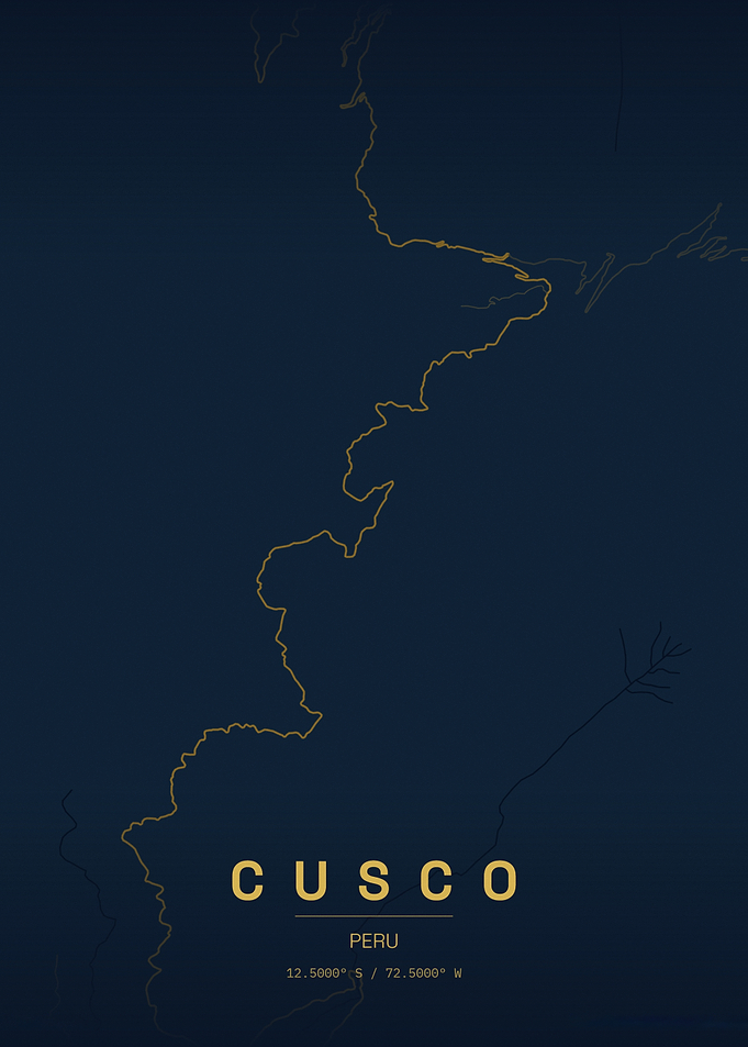 Minimalist Cusco Peru Map Poster