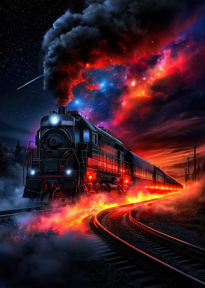 Cosmic Steam Train Through Fire