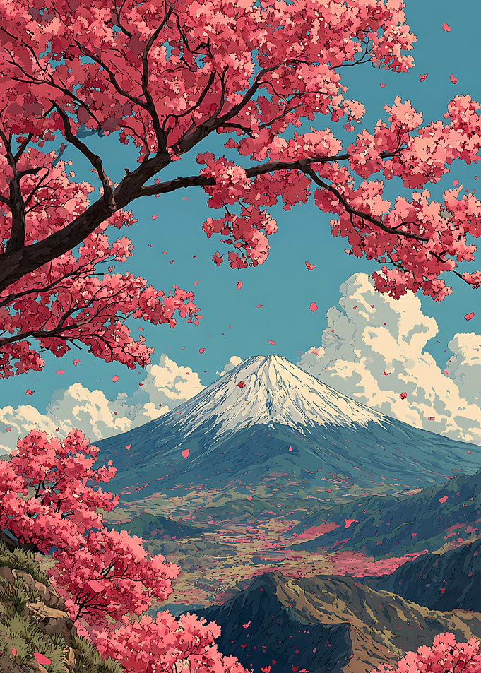 Mount Fuji with Cherry Blossoms