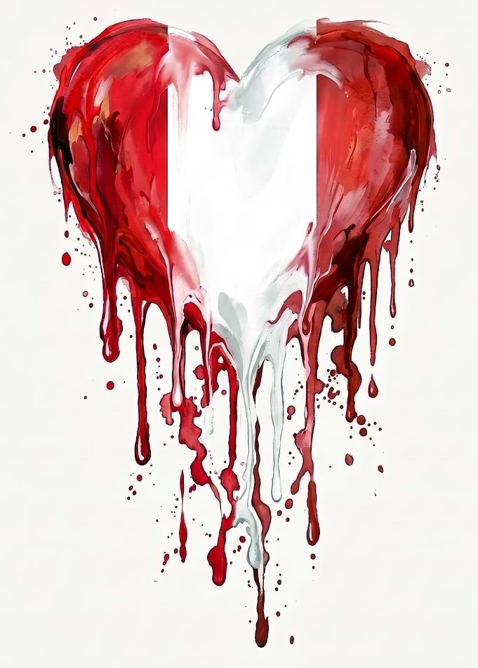 Austria Flag Heart Watercolor Art