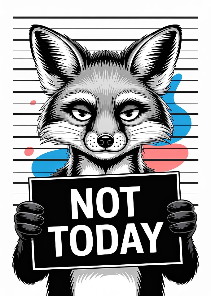 Fox Mugshot Not Today Illustration