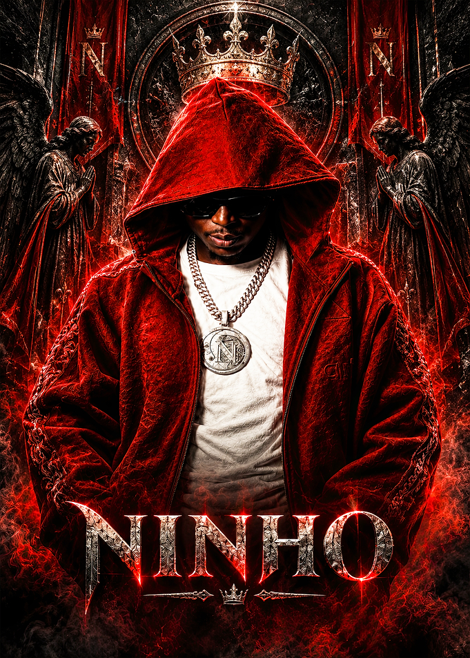 Ninho Rapper Red Hooded Portrait