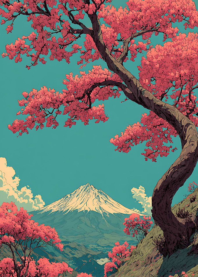 Mount Fuji and Cherry Blossoms