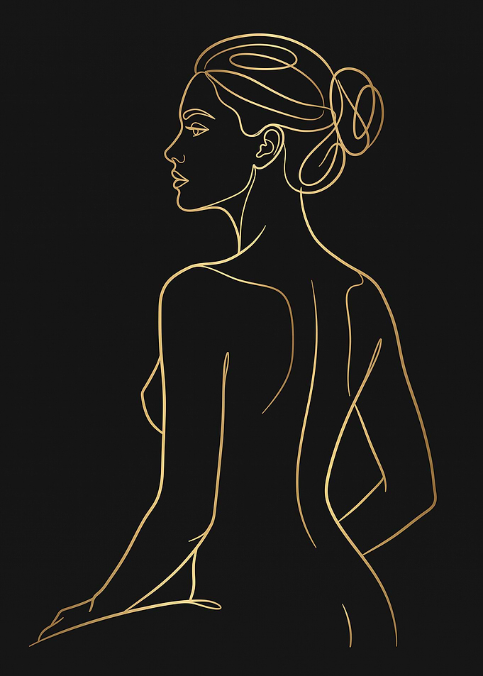 Elegant Gold Line Art Woman Portrait