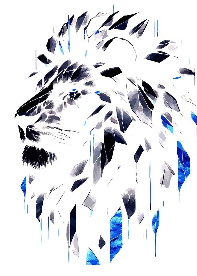 Abstract Geometric Lion Profile