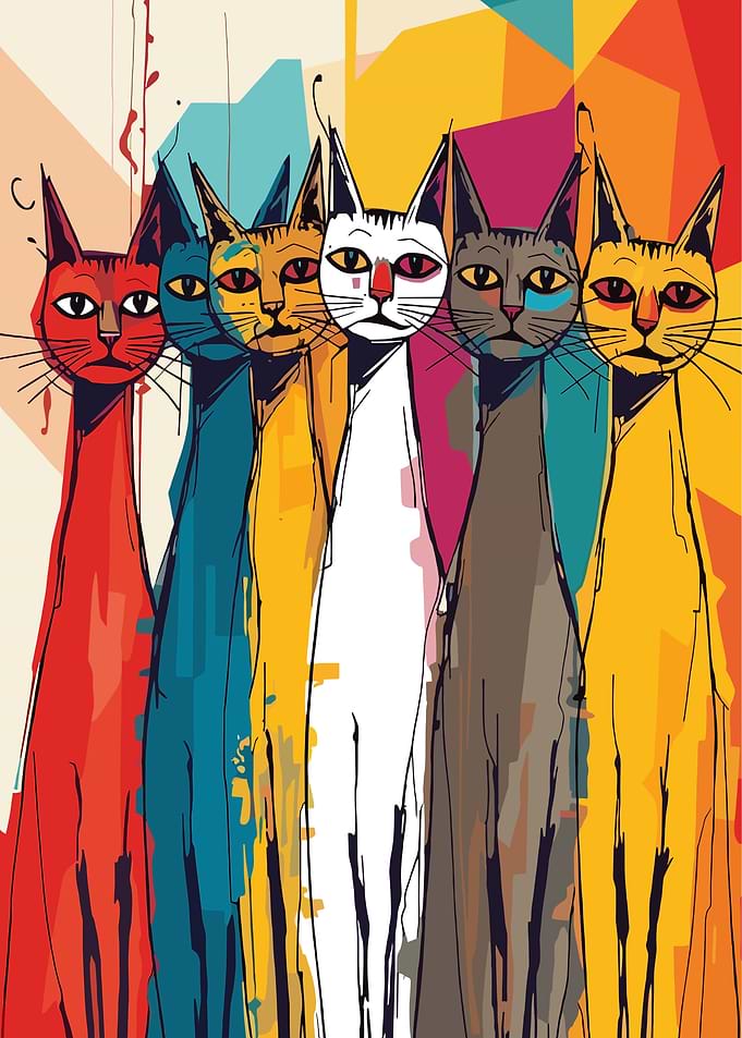 Colorful Abstract Stylized Cats
