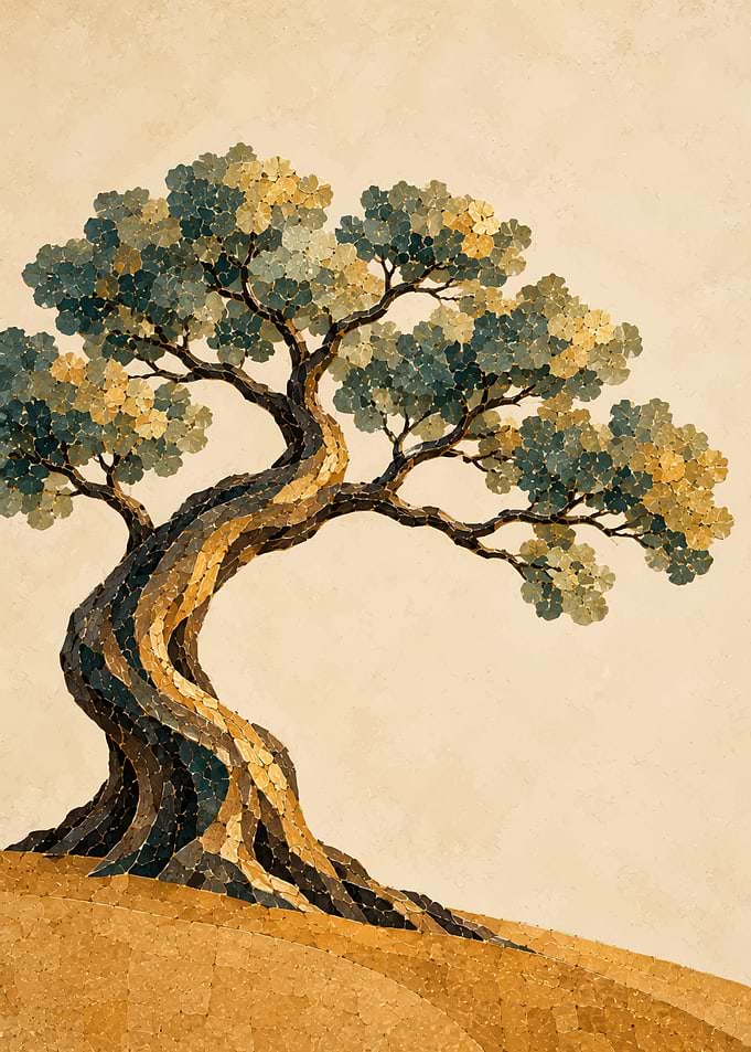 Mosaic Style Artistic Tree Illustration