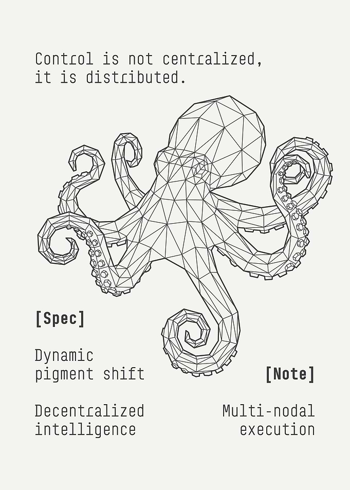 Geometric Octopus Technical Diagram Poster
