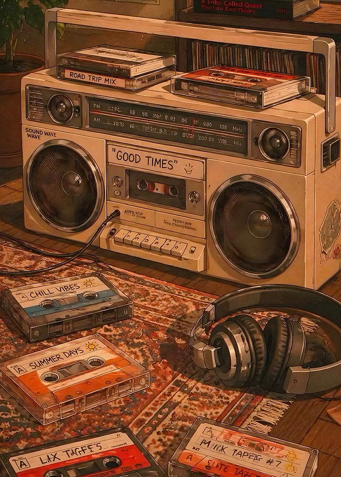 Vintage Boombox and Cassette Tape Collection