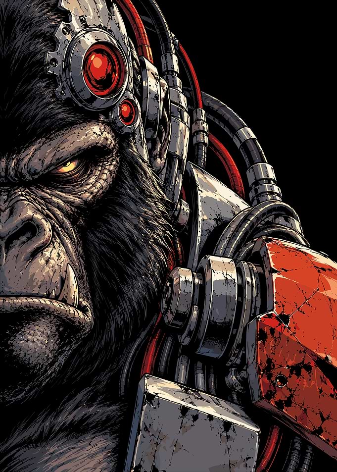 Cyborg Gorilla Warrior Portrait