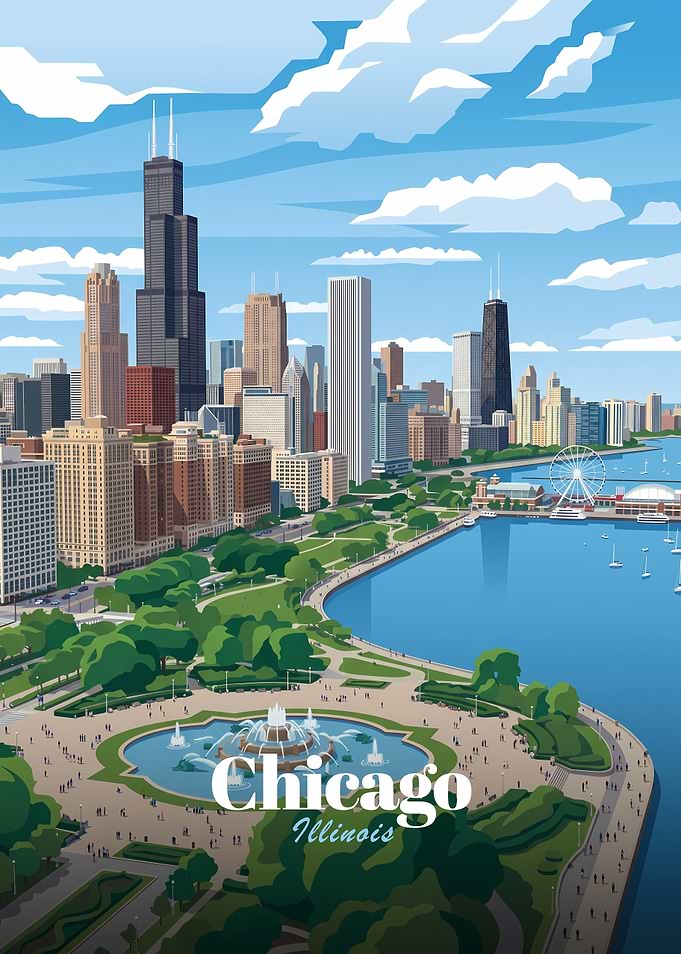 Chicago Skyline Travel Poster
