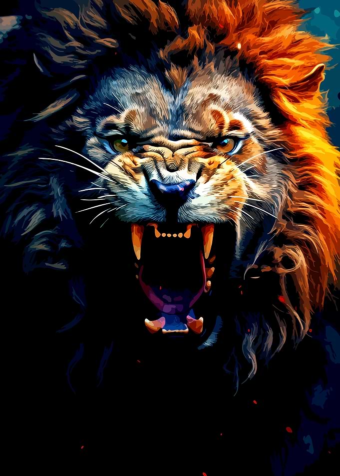 Fierce Roaring Lion Digital Art