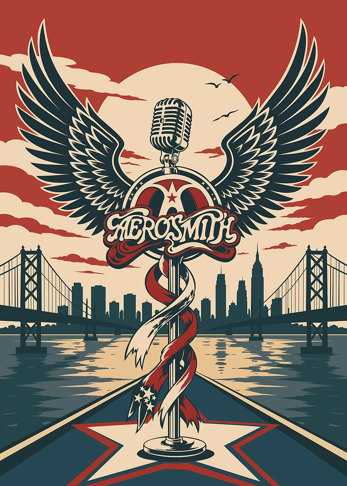 Aerosmith Winged Microphone Music Poster