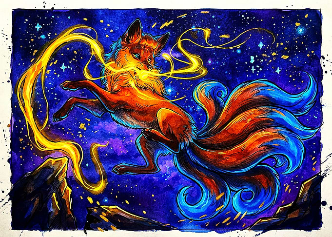 Celestial Nine-Tailed Fox Illustration