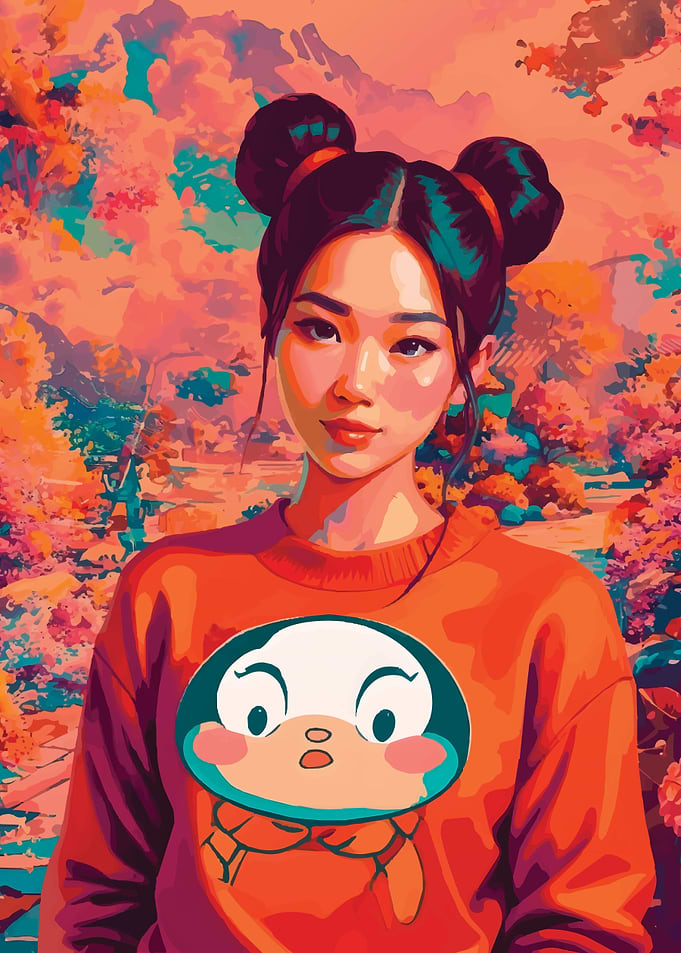 Anime Girl in Orange Orange Sweater