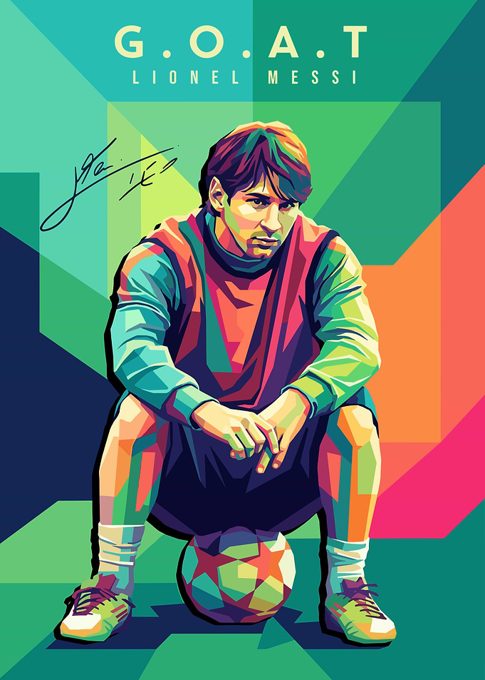 Lionel Messi G.O.A.T Pop Art Poster