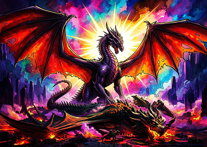 Epic Cosmic Dragon Battle