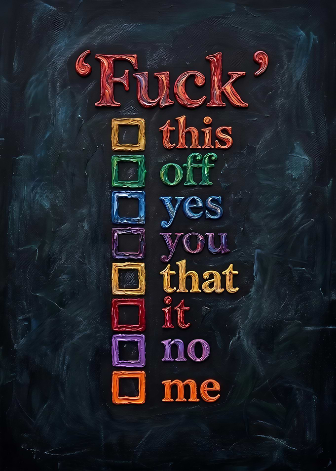 Colorful Fuck Checklist Wall Art