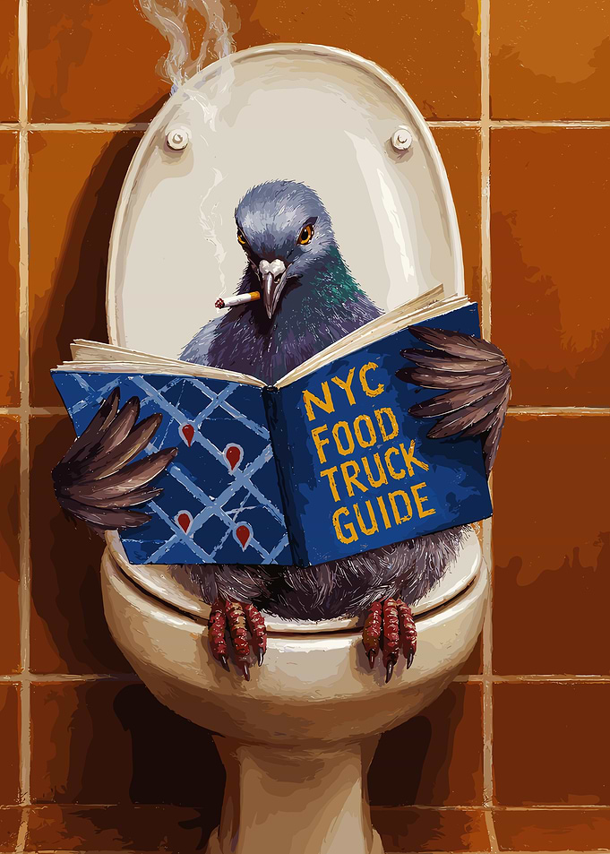 Pigeon Reading NYC Food Truck Guide