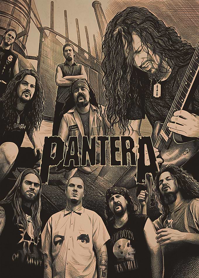 Pantera Band Members Illustration Poster