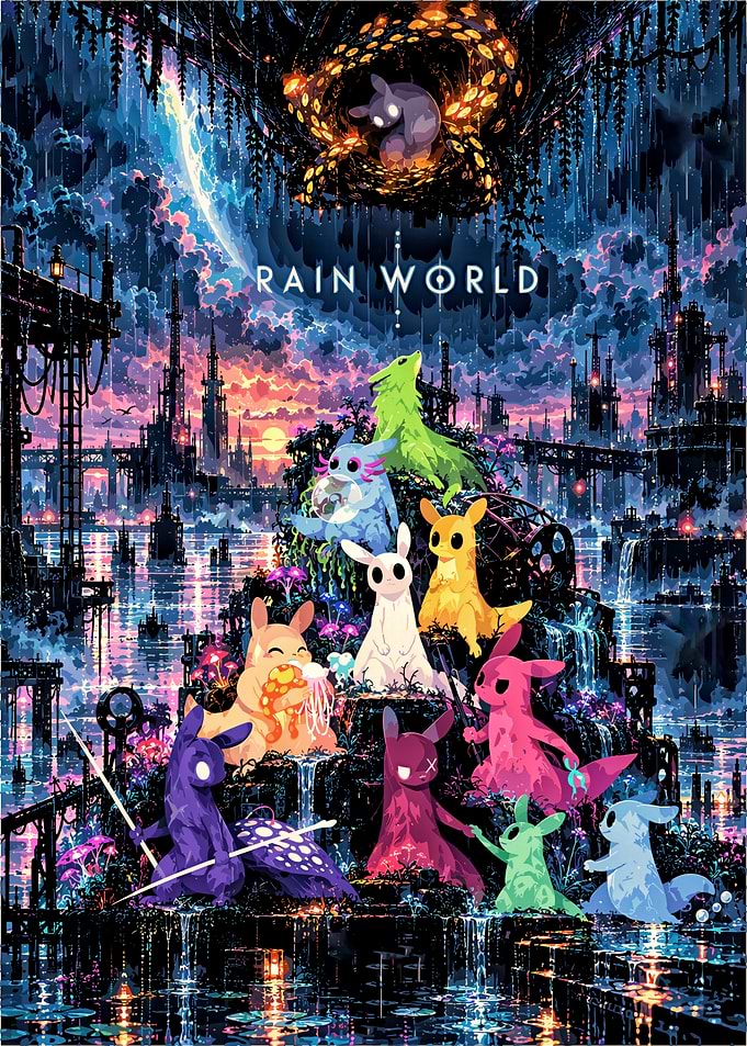Rain World Slugcat Group Poster