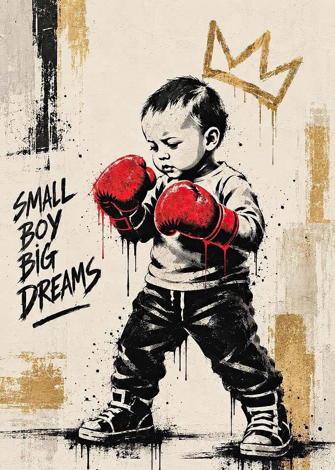 Small Boy Big Dreams Boxing Art