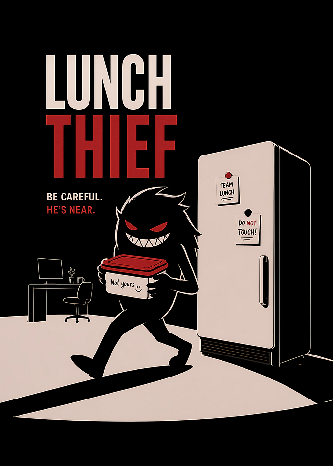 Lunch Thief Office Monster Poster