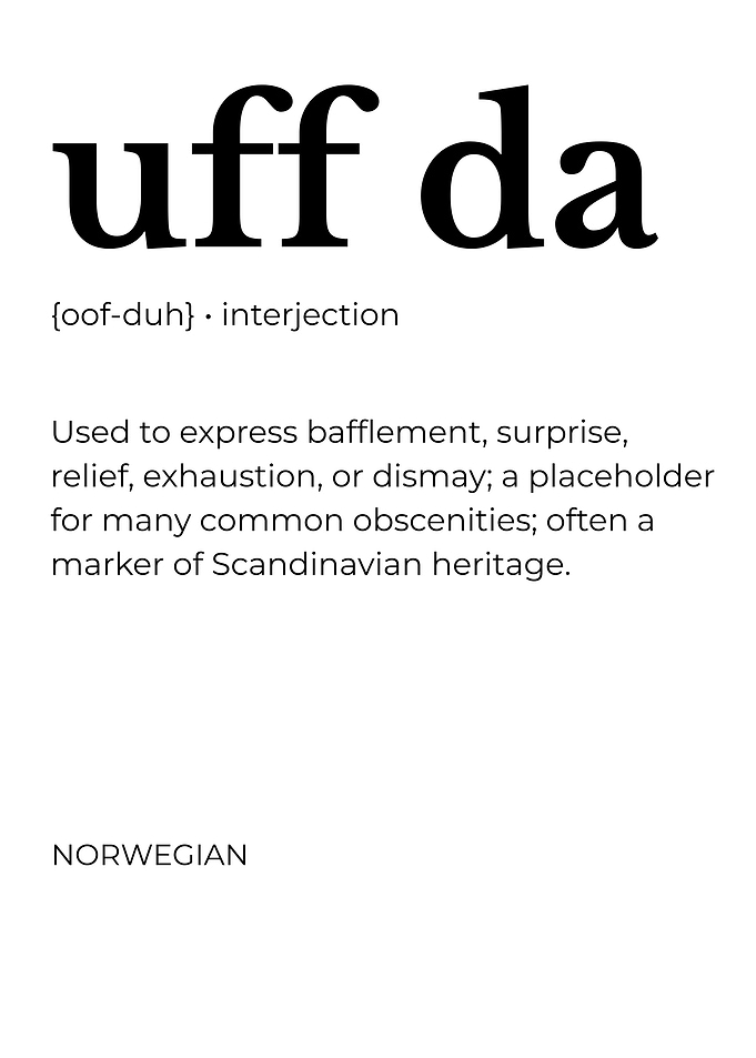 Uff Da Definition Print, Norwegian Scandinavian Wall Art, Funny Nordic Quote
