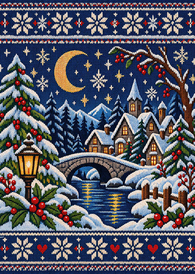 Winter Village Christmas Sweater Pattern