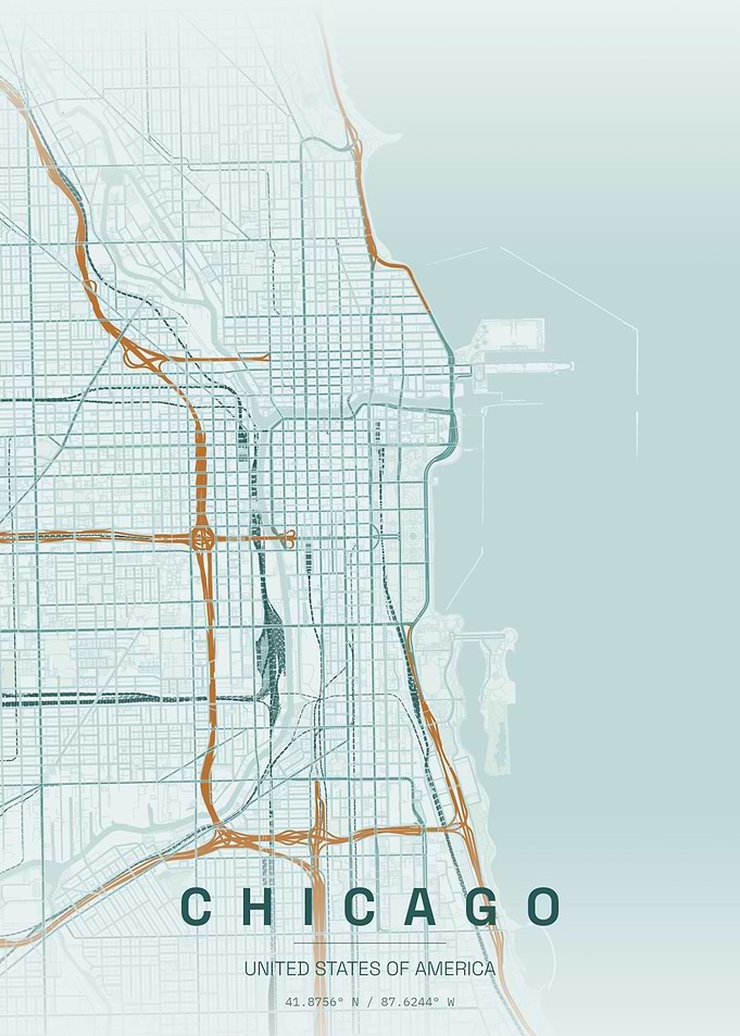Minimalist Chicago City Map Poster