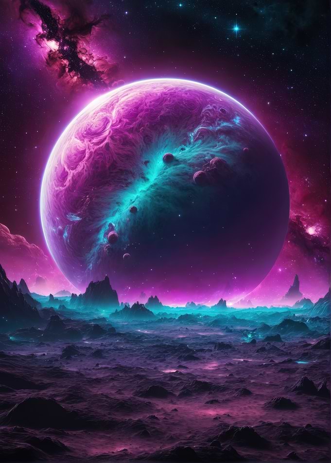 Neon Purple Alien Planet Landscape
