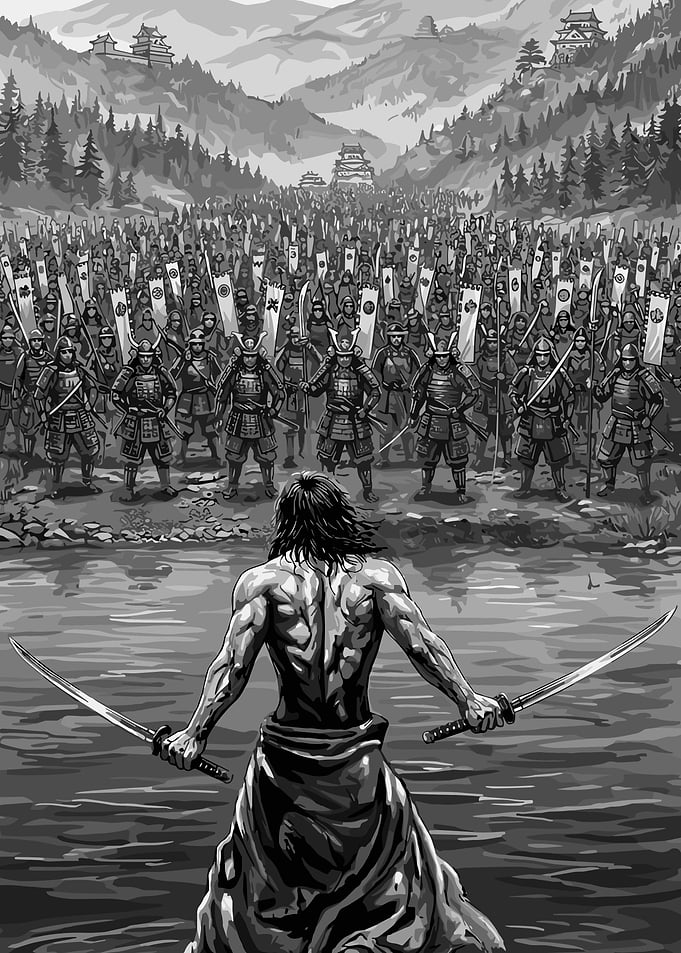 Lone Samurai Facing an Army