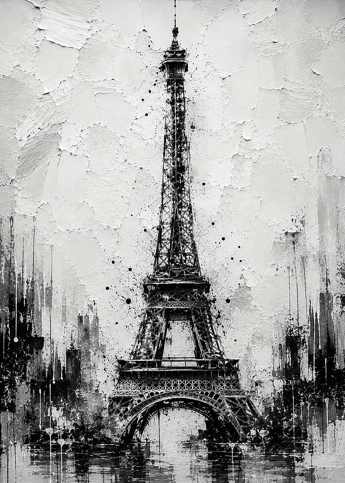 Abstract Black and White Eiffel Tower