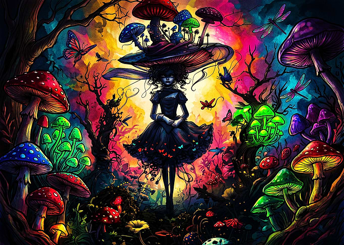 Psychedelic Mushroom Forest Girl