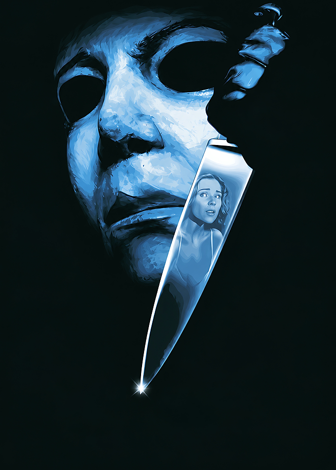 Michael Myers Halloween Knife Reflection Poster