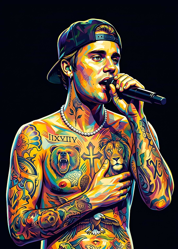 Colorful Pop Art Justin Bieber Portrait