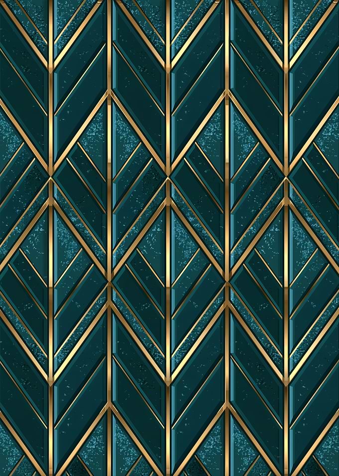 Art Deco Teal and Gold Pattern