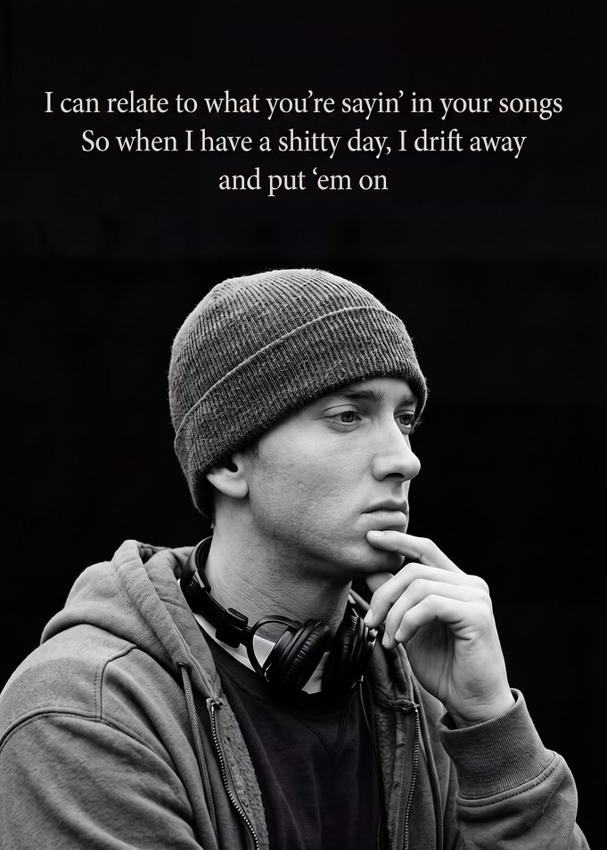 Eminem Portrait with Lyrics Quote