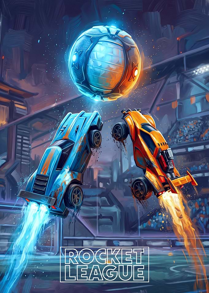 Rocket League Action Game Poster