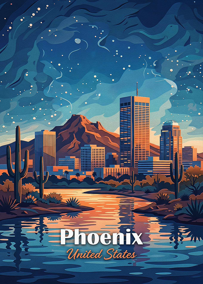 Phoenix Arizona Skyline Travel Poster