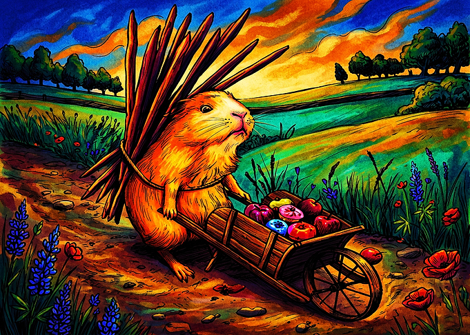 Guinea Pig Carrying Sticks and Donuts