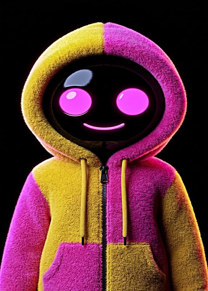 Cute Robot in Fuzzy Hoodie