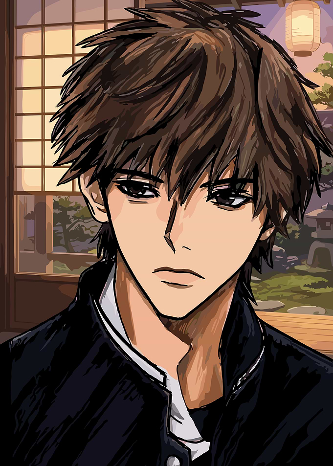 Anime Boy in Traditional Setting