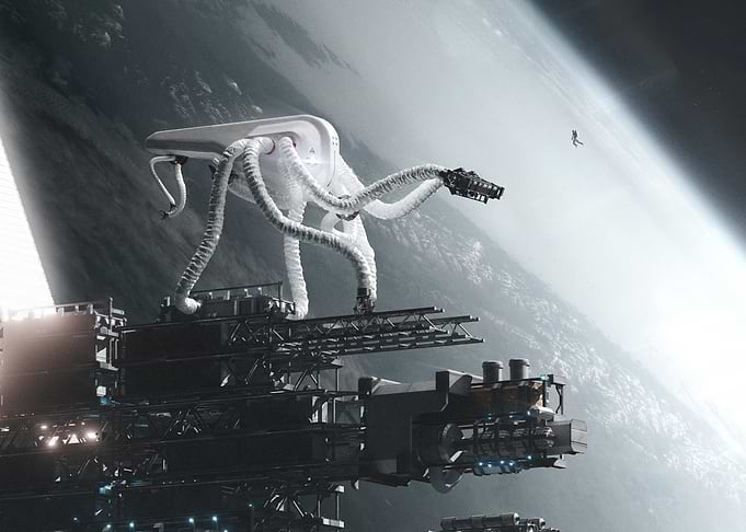 Sci-Fi Space Station Maintenance Robot