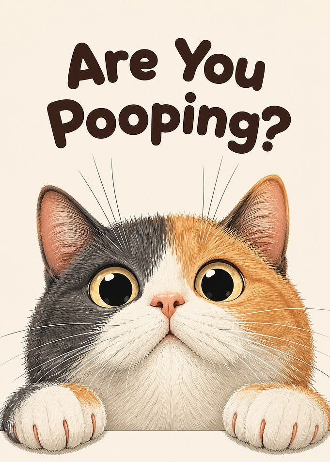 Are You Pooping? Funny Calico Cat Bathroom Wall Art