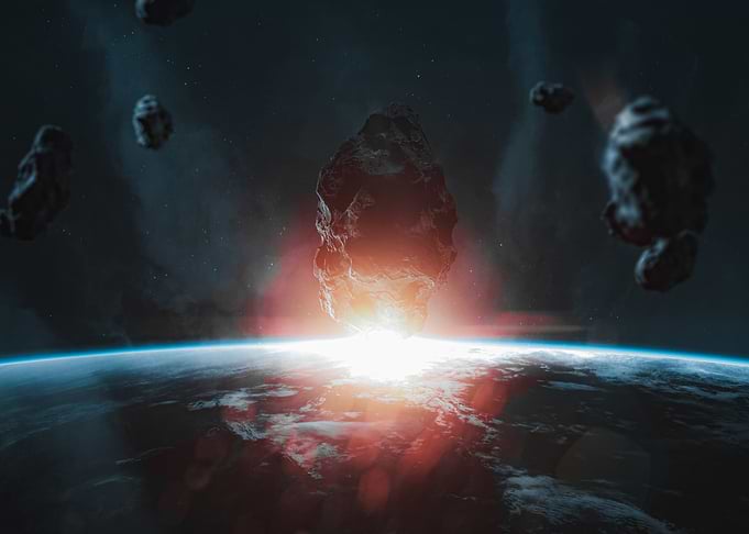 Asteroid Impacting Earth Atmosphere
